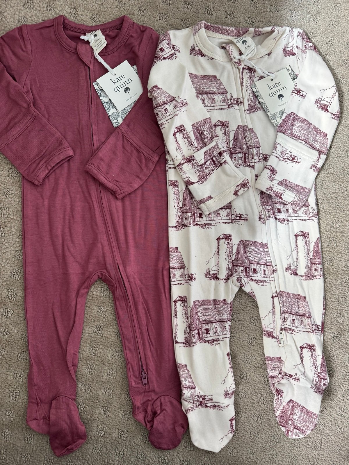 Kate Quinn 6-9 month zipper footies
