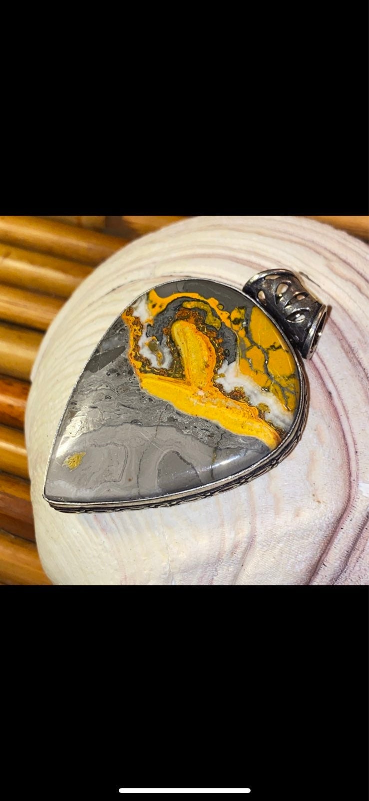 Large Bumblebee Jasper Handcrafted Natural Gemstone teardrop pendant