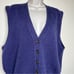 Vintage LizSport Lambswool Button Front Sweater Vest Blue Purple Women Large