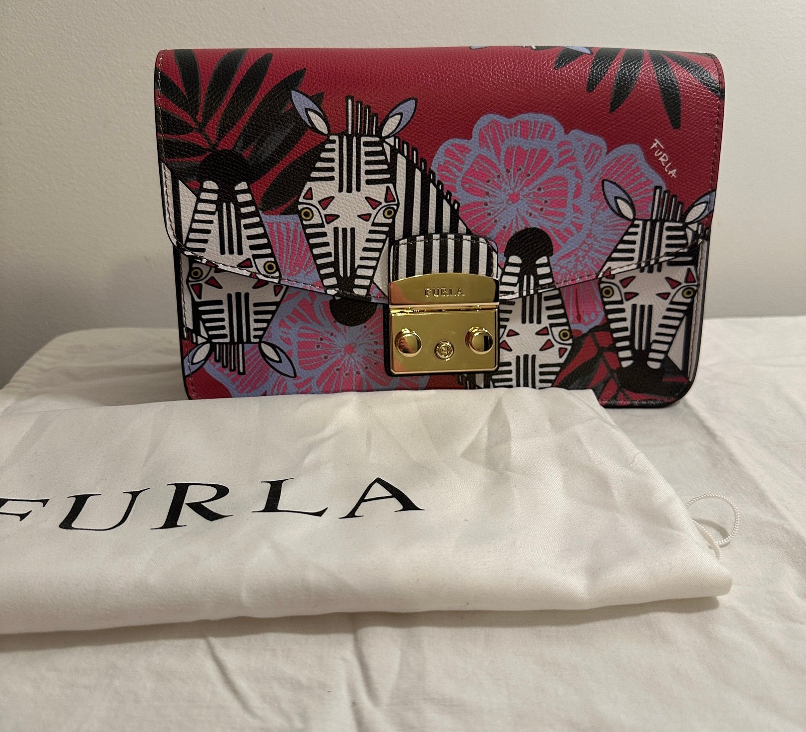 New Authentic Furla Metropolis Zebra Purse
