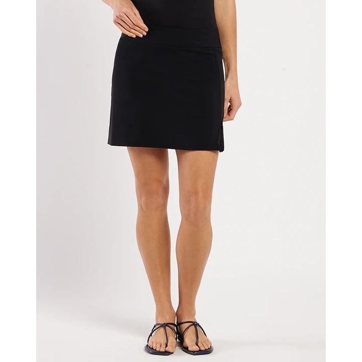 NWT Jude Connally Morgan Black Stretch Pull-On Skirt Skort L