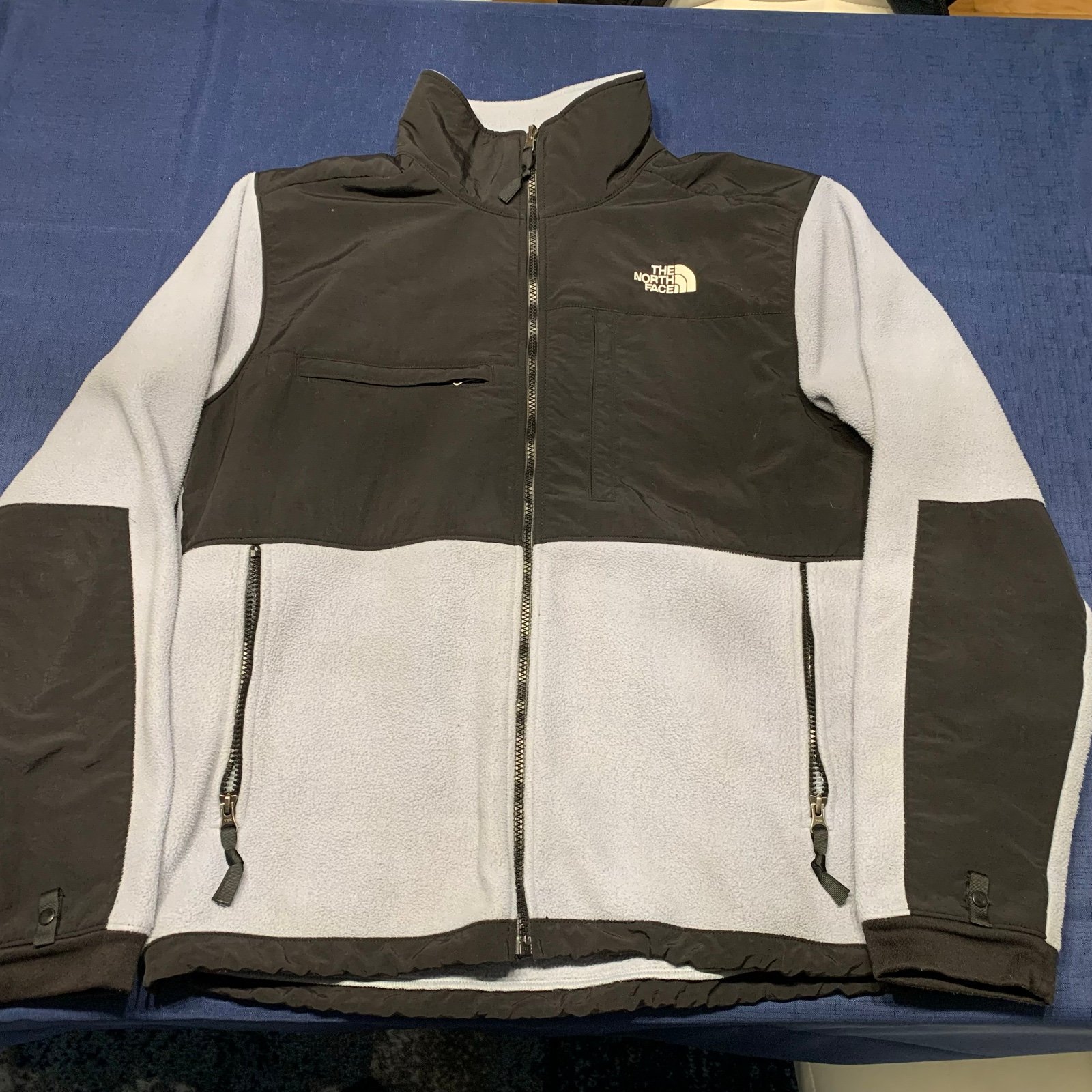 The North Face Denali Coat fleece zip up cool grey blue jacket