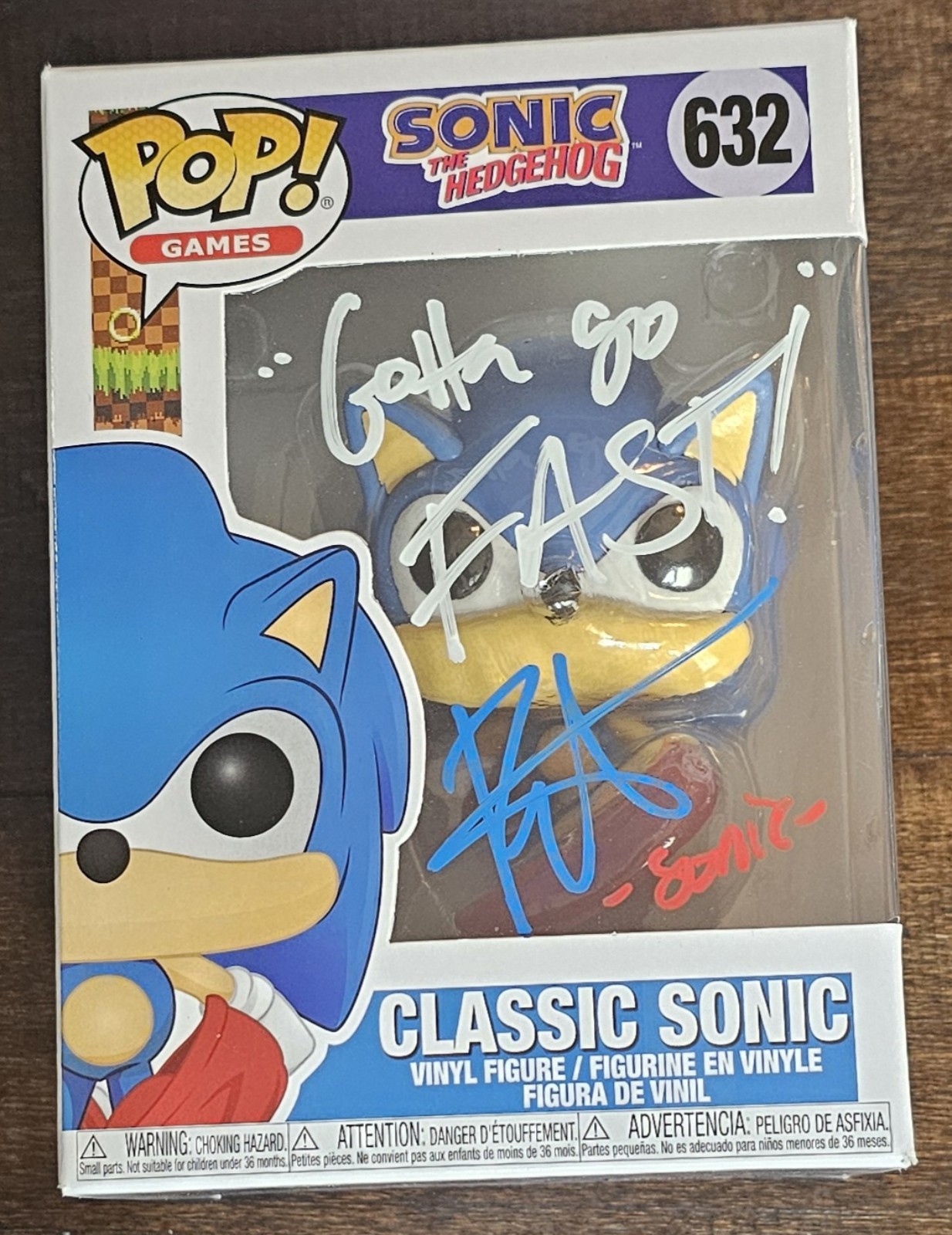 Roger Smith signed Classic Sonic Games Sonic the Hedgehog Funko Pop #632 with So