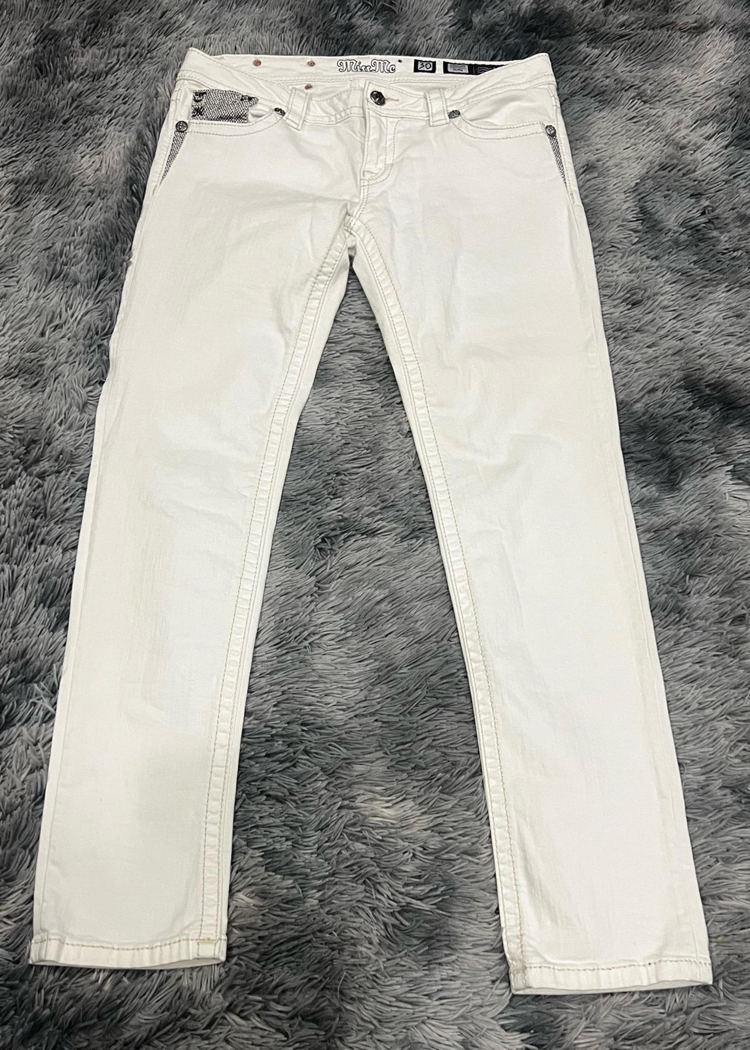 MISS ME  White Denim Jeans Size 30 Bling Pockets Western