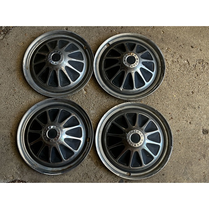 Vintage Set 4 AMC American Motors Javelin OEM 14 Inch Hubcaps Rims Steel Spoke