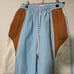 NEW BDG Adrienne Nylon Color Block Wide Leg Track Pants XS Blue Tan White