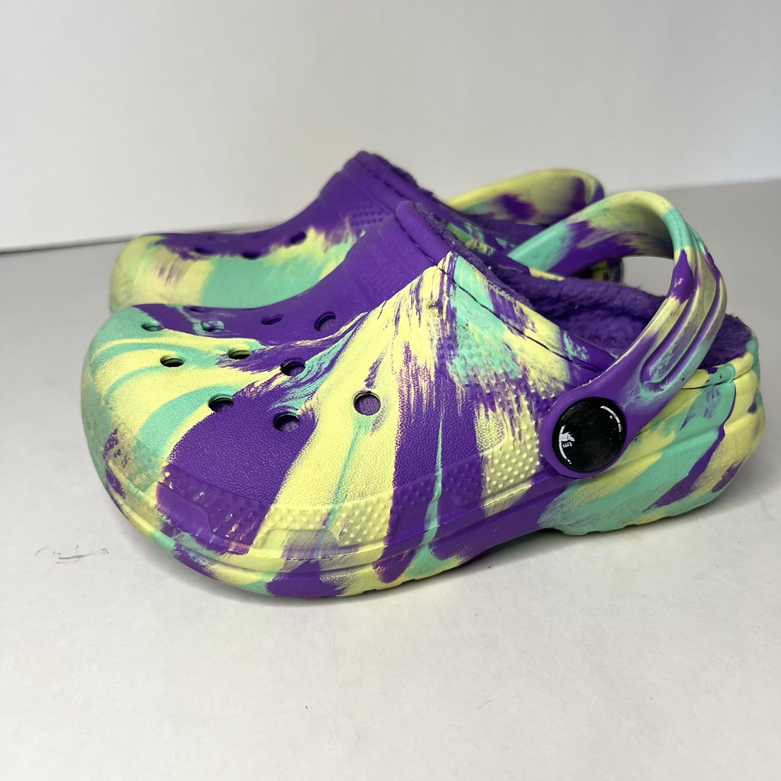 Crocs Comfort Unisex Child Toddler Classic Marbled Tie Dye Lined Clogs Size 7C