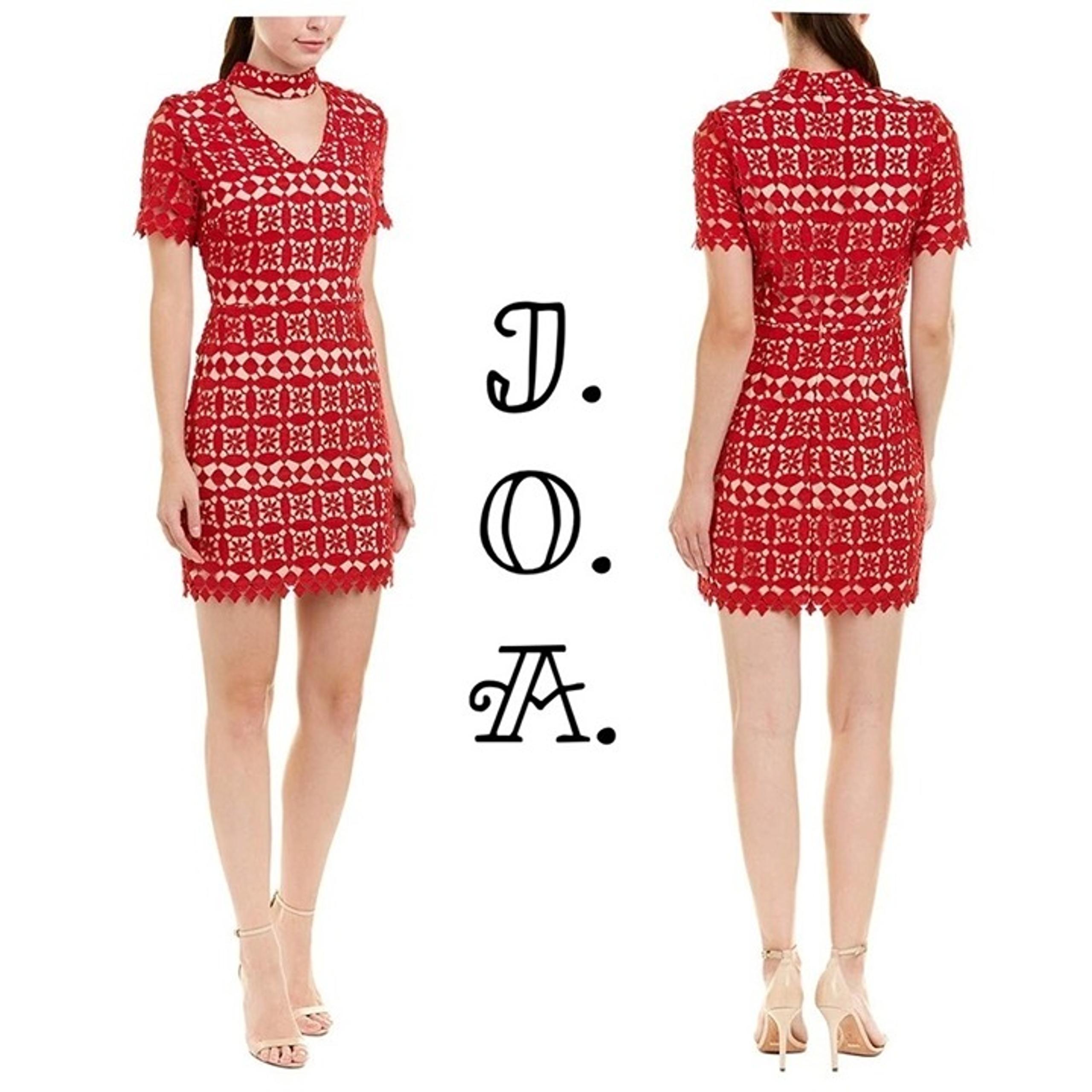 JOA Women's Choker Neck Lace Dress red party club fun party.  Mini dress