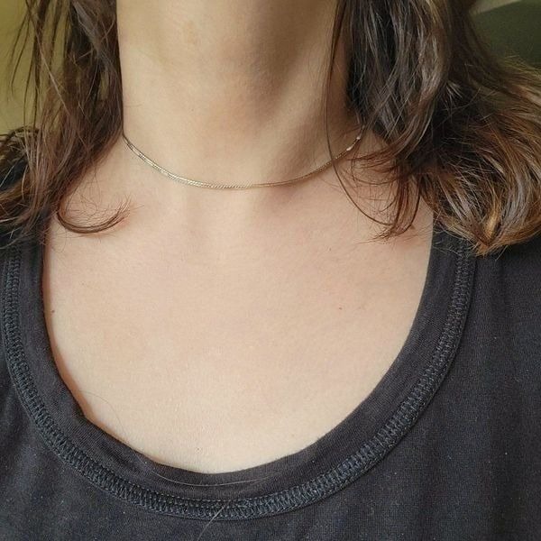 Vintage 925 Sterling Silver Herringbone Necklace