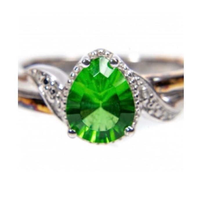Bradford Exchange Helenite And Diamond Sterling Tension Ring