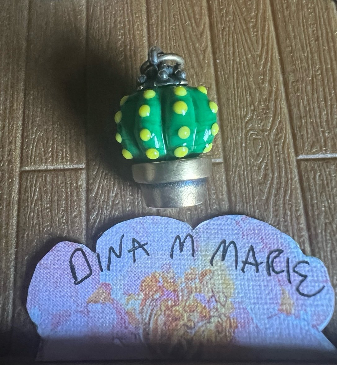 James Avery New Retired Silver And Bronze Cactus Glass Art Finial Charm!