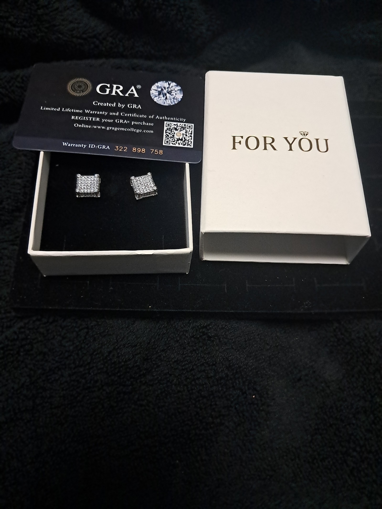 Sterling Silver square hip hop earrings mossinite