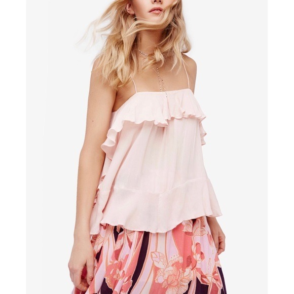 Free People Pink Blush Cascades Ruffle