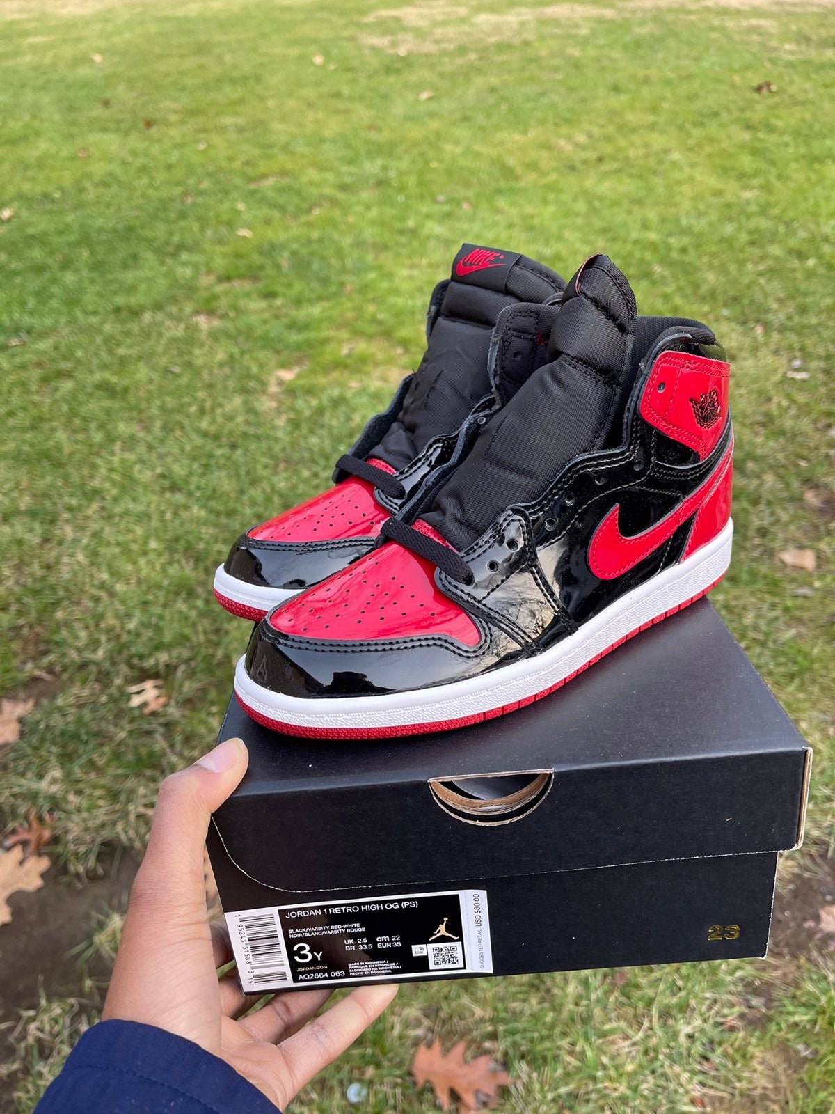 Air Jordan 1 high og patent bred ps size 3