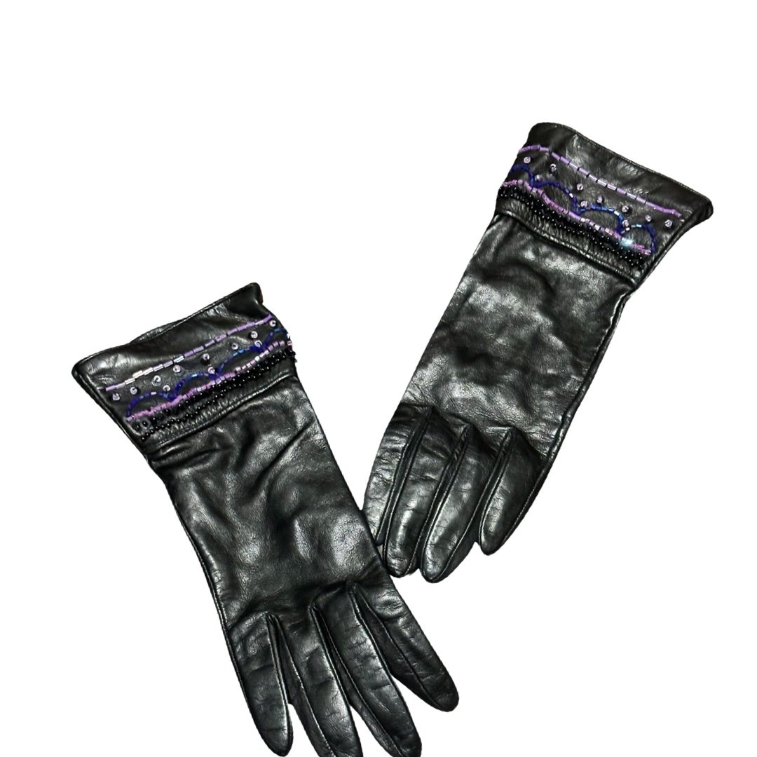 Portolano leather beaded sequin size 6.5 gloves