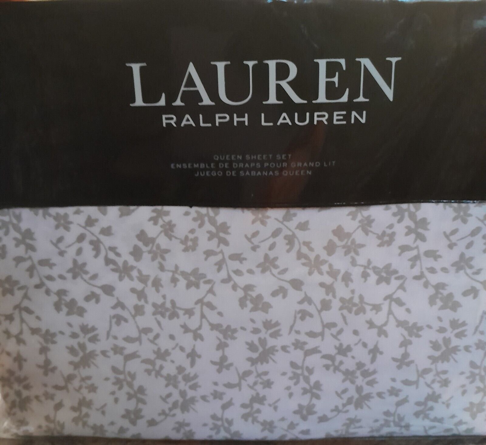 Brand New Ralph Lauren Queen 6pc Sheet Set Spencer Floral Grey