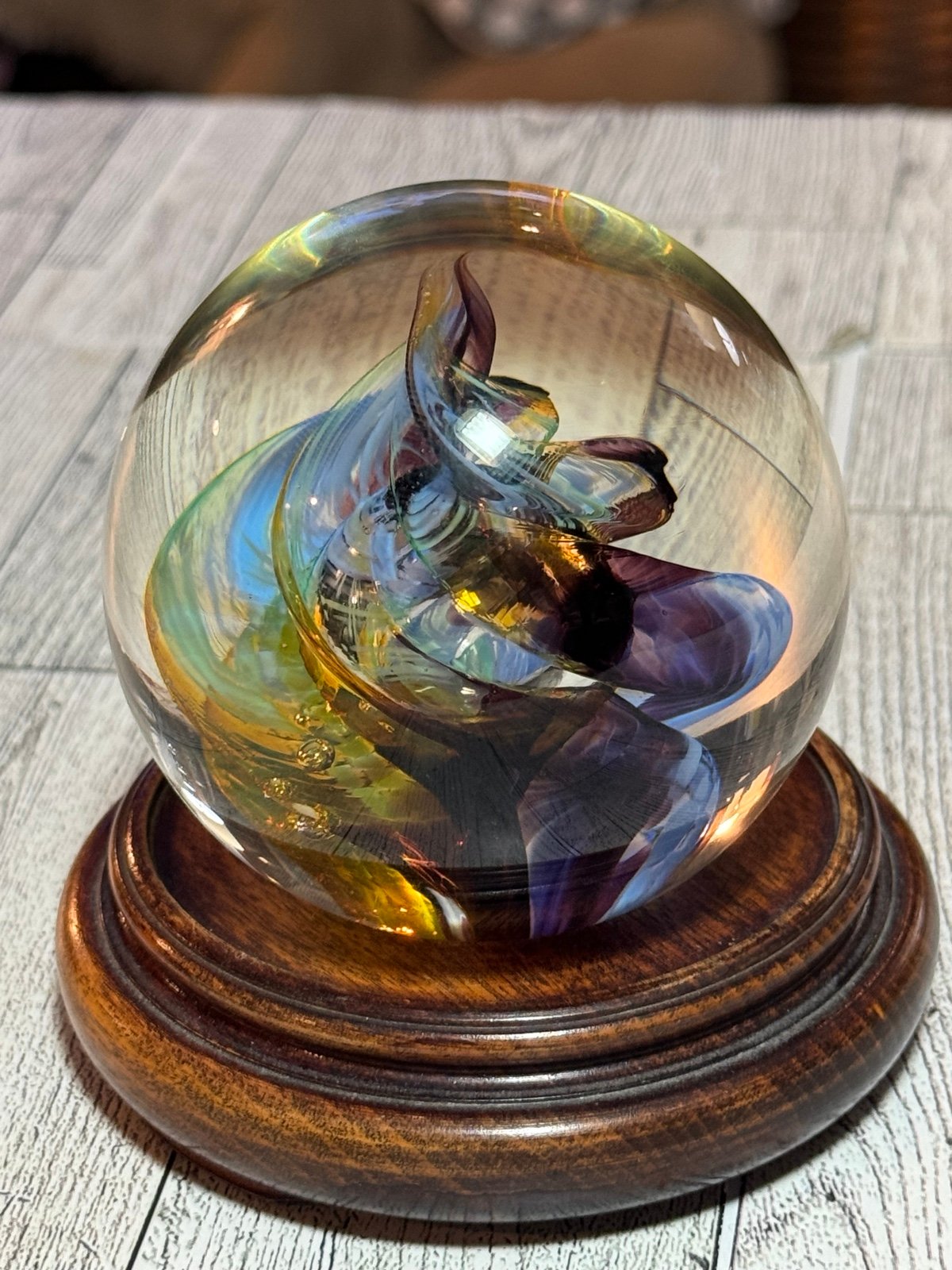 Selkirk Scotland Mascot Spiral Art Glass Paperweight Vintage Signed 1999 Base