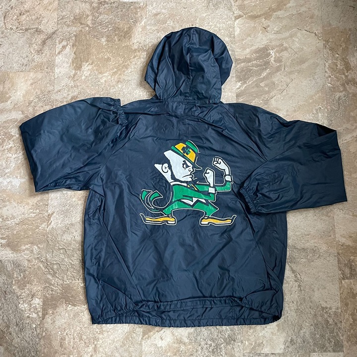 MV SPORT VINTAGE 90S NOTRE DAME GRAPHIC WINDBREAKER MEN'S XL HOODED JACKET