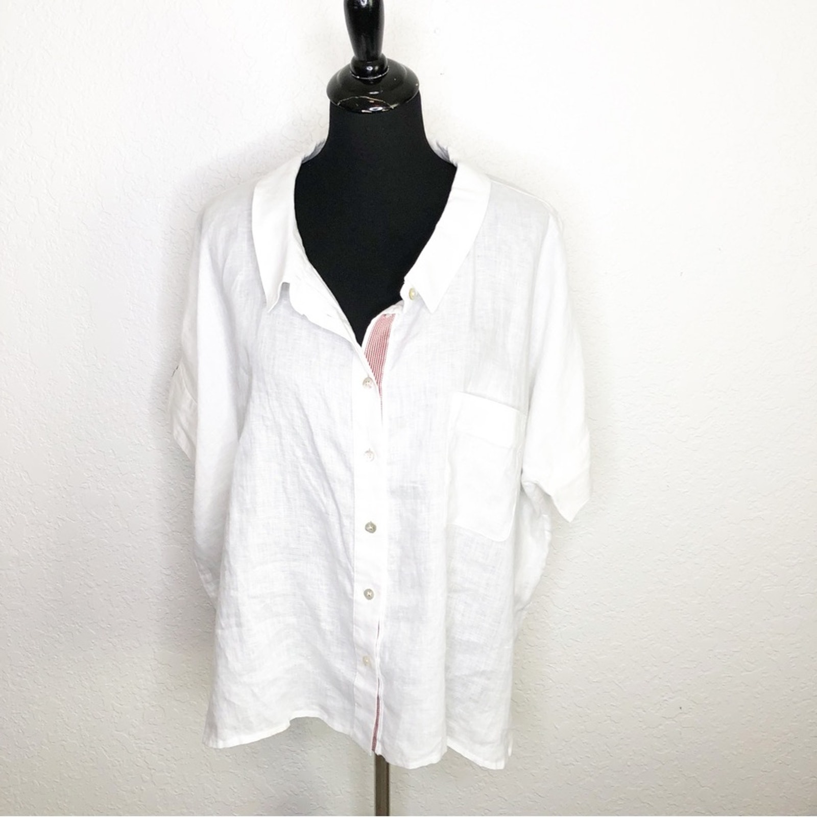 Zyga Lin'n Laundry Derek white linen button down camp shirt size FR 46 or US XL