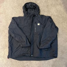 Carhartt Black Storm Defender Jacket - Men's 3XL, Lightweight Rain Hooded Jacket