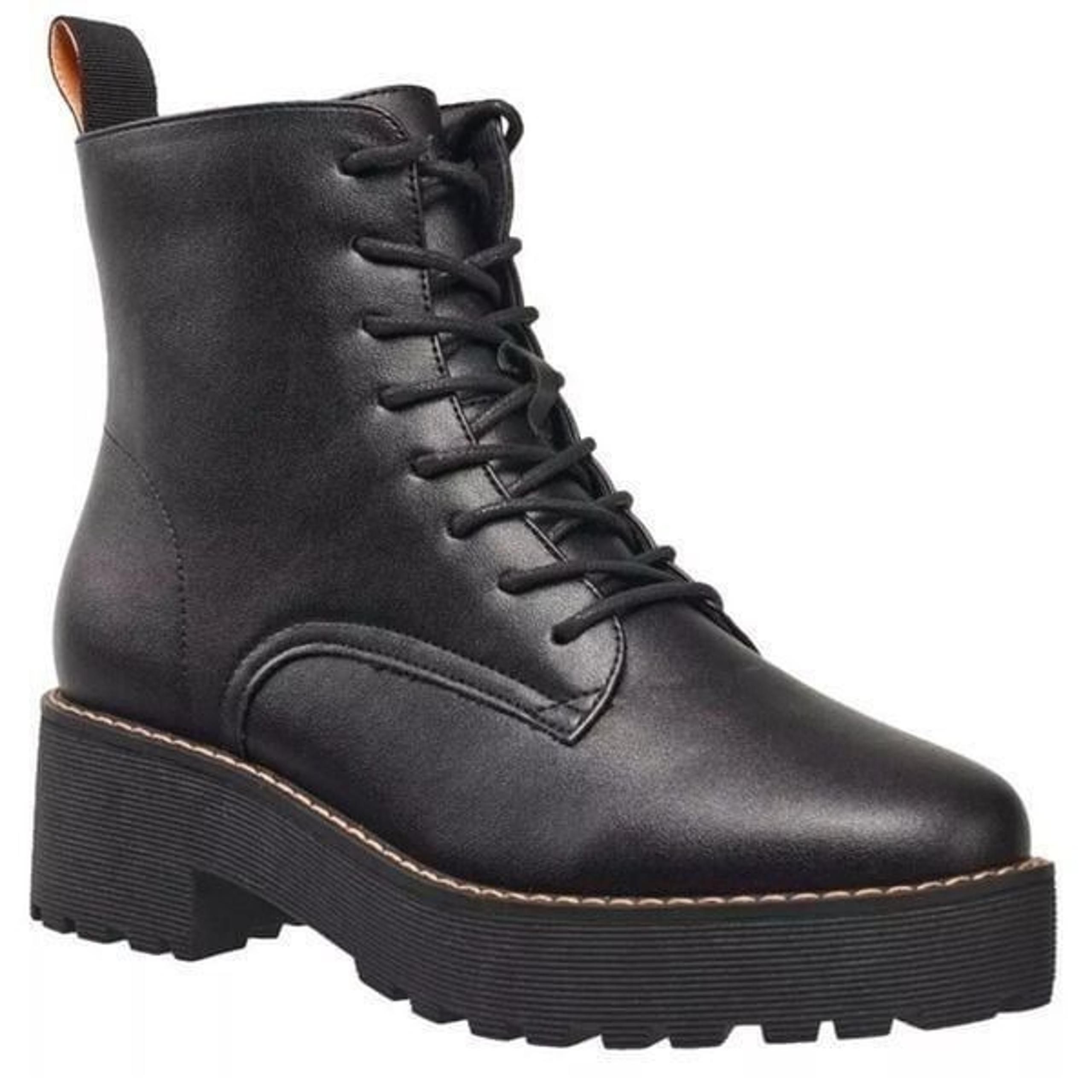 French Connection Combat Boots Size 8.5 Black Lace Up Chunky Heel NEW