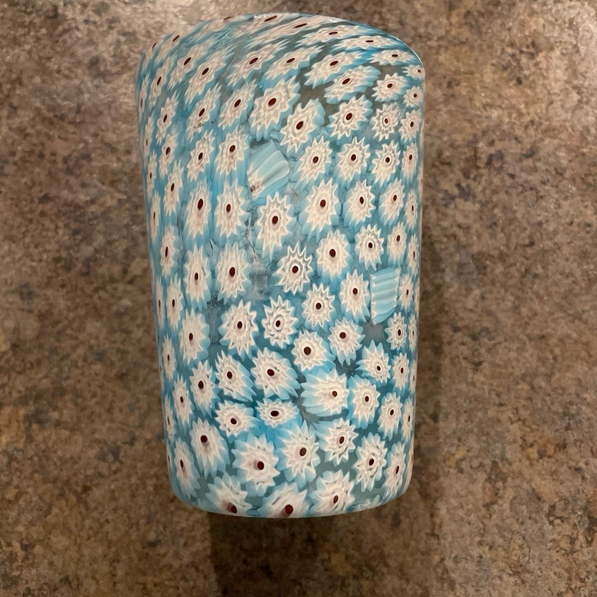 vintage murano drinking glass blue floral