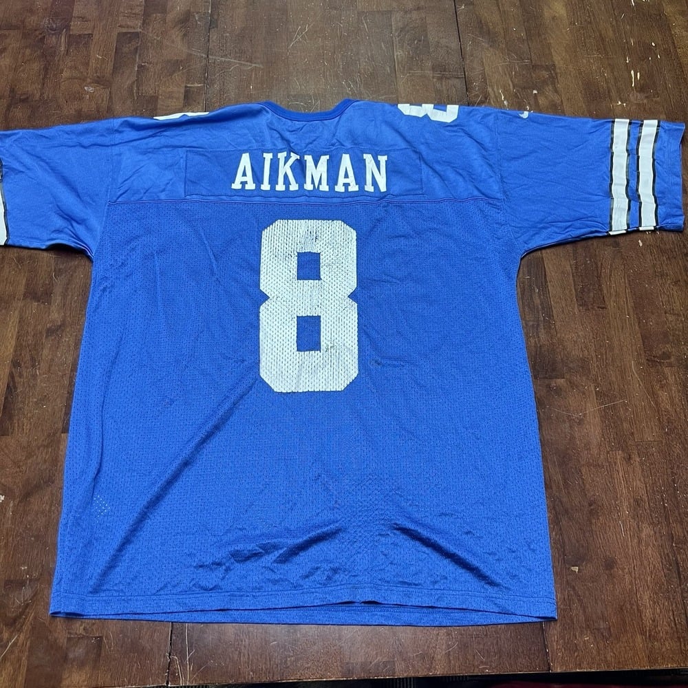 VTG Nike Team Dallas Cowboys Jersey Mens XXL Blue Troy Aikman NFL Logo Athletic