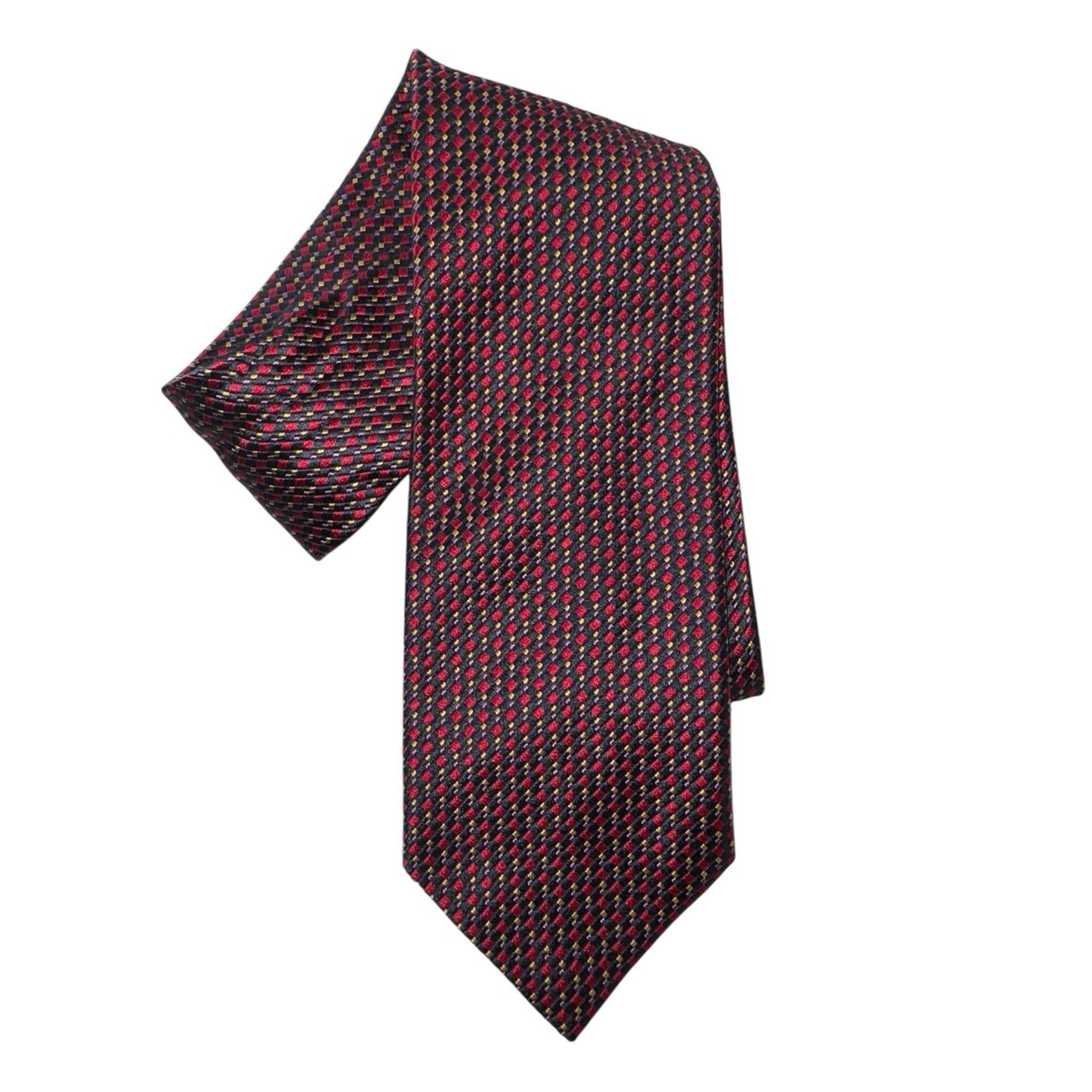 BARNEYS NEW YORK Multicolored Geometric Print ITALY 100% Silk Tie 59" Red Blue