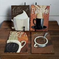 Resin 3D Coffee Themed Wall Plaques Set Of 4 Darrin Hoover