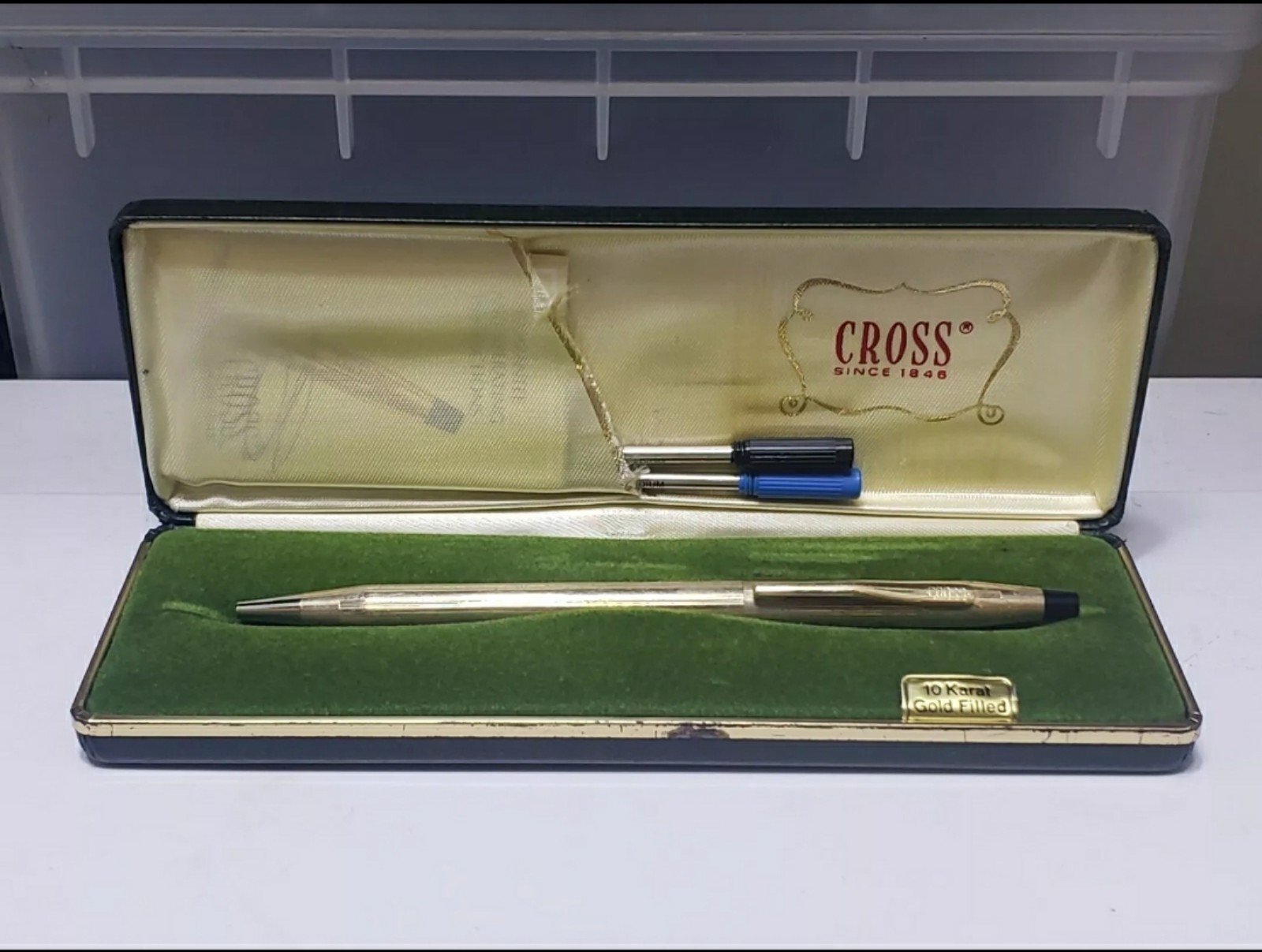 Cross - Vintage Pen 10k gold filled - with ink cartridges and case