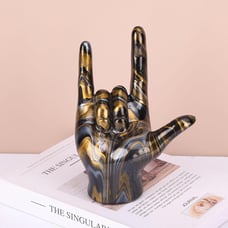 Hand Decor Finger Gesture Statue Black and Gold I Love You Sign Desk Statue