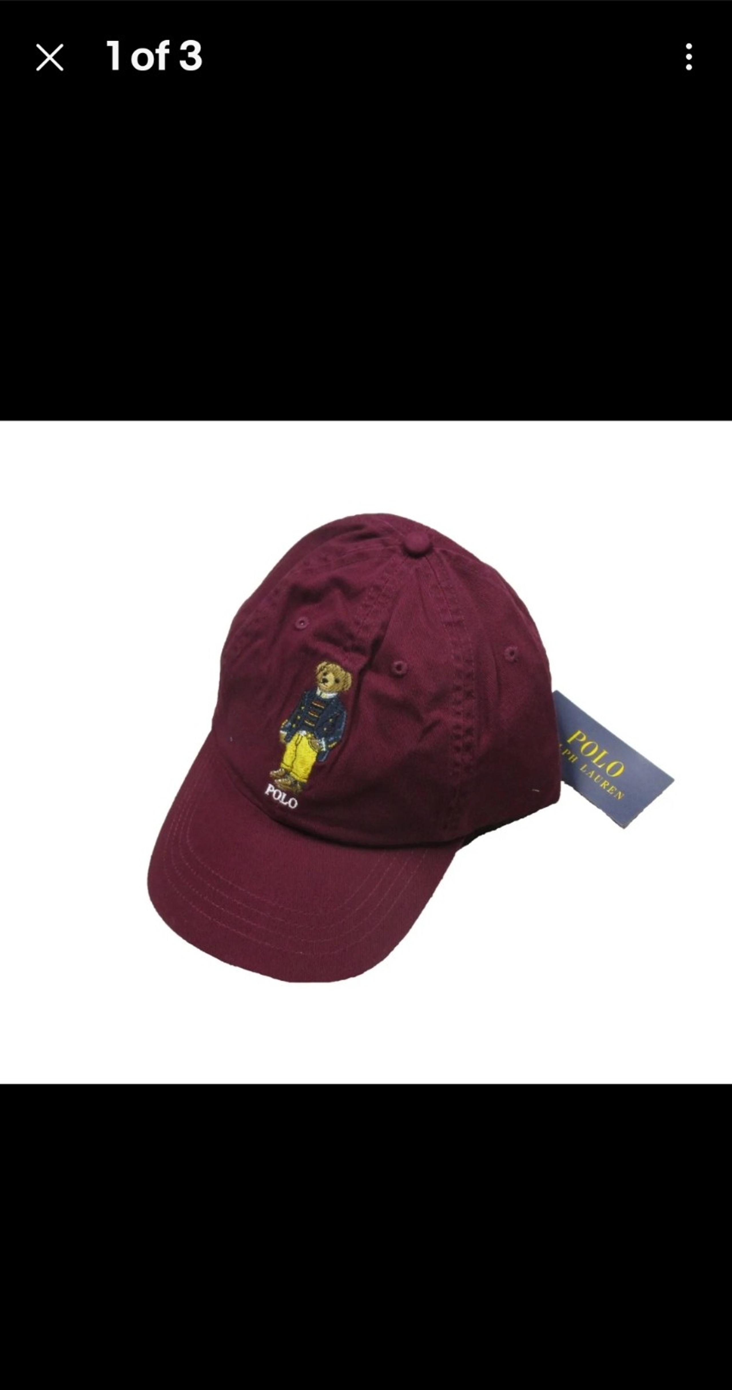 Polo Ralph Lauren Men's Red Burgundy Embroidered Polo Bear Chino Hat