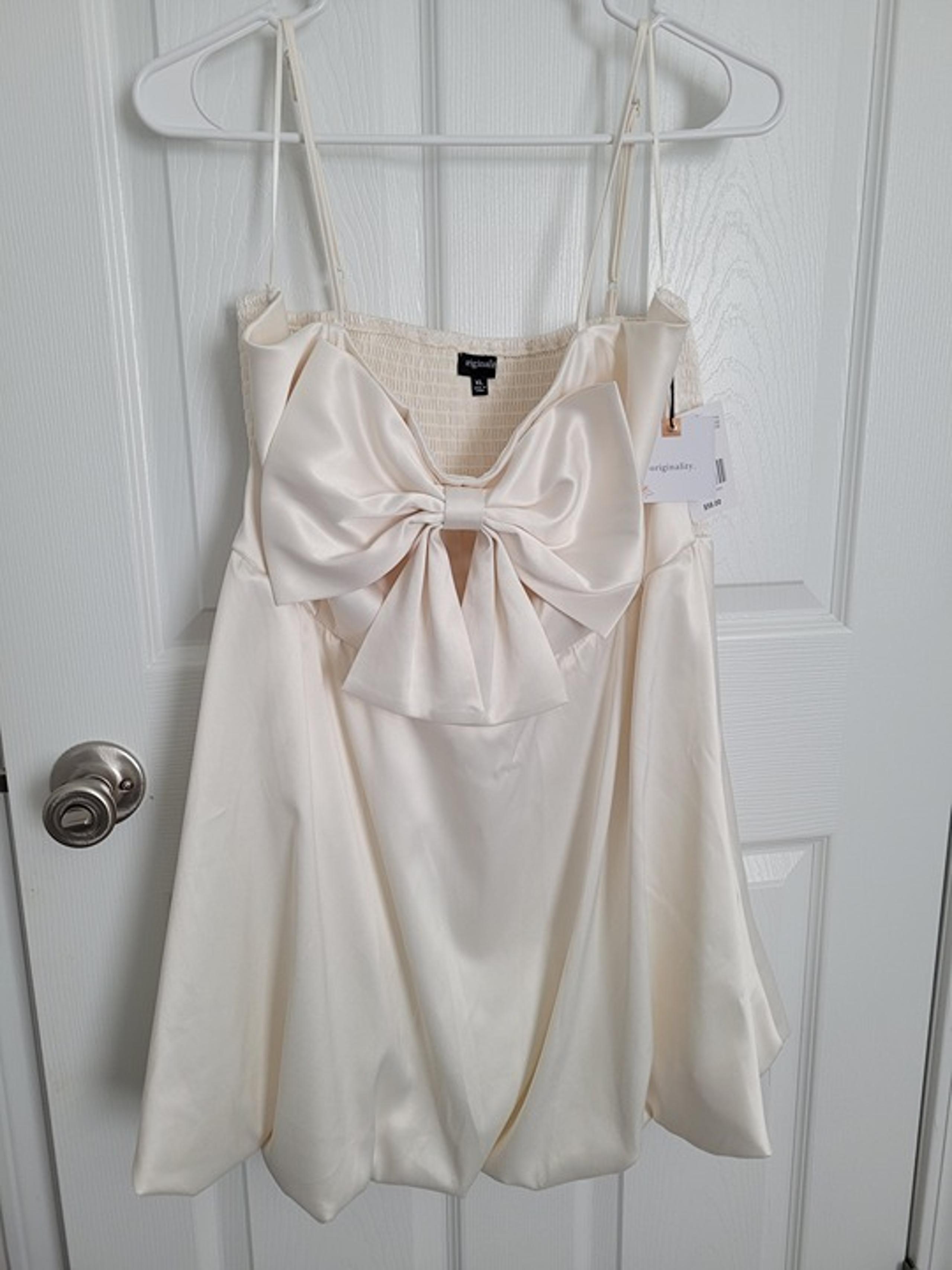Originality Bow Satin Bubble Skirt Mini Dress - Size XL