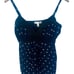 Joie VTG Y2K Navy Polka Dot Babydoll Crochet Trim Cami Top Size S