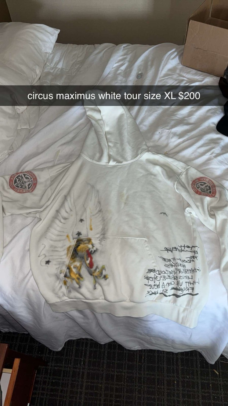 White travis scott circus maximus 2024 tour hoodie