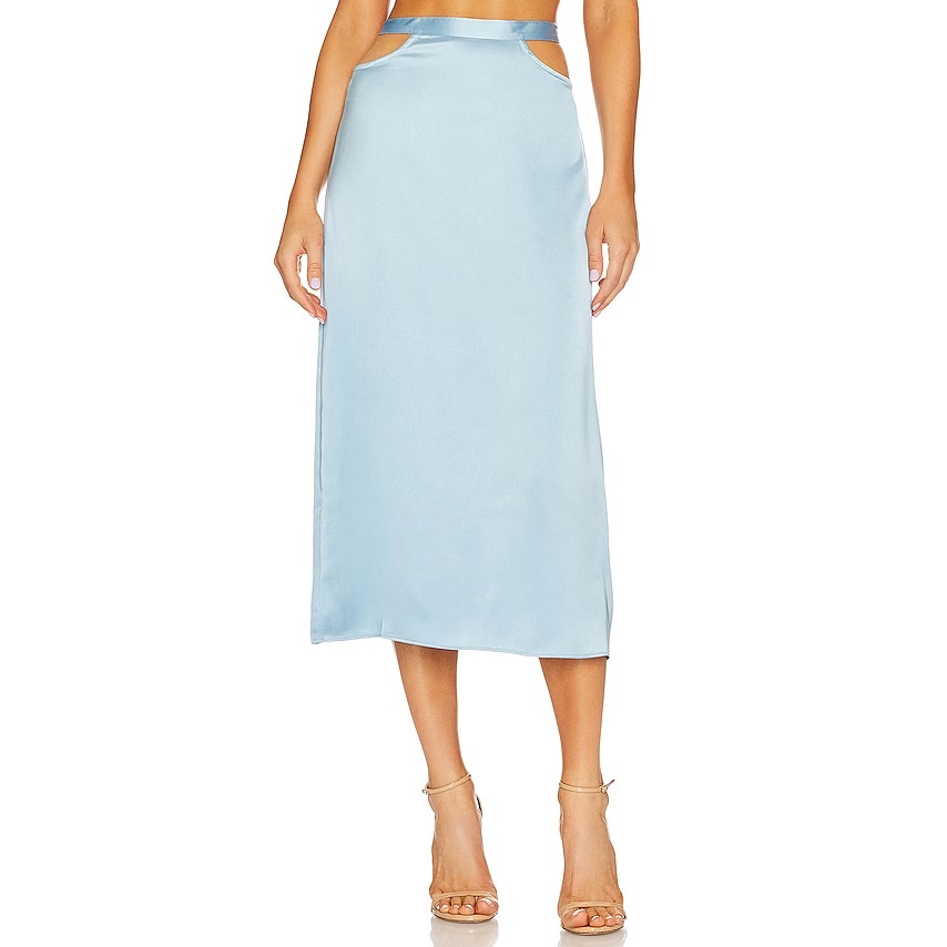 WeWoreWhat Airy Blue Cut Out Midi Skirt XS NWT