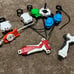 Beyblades; launchers; arenas