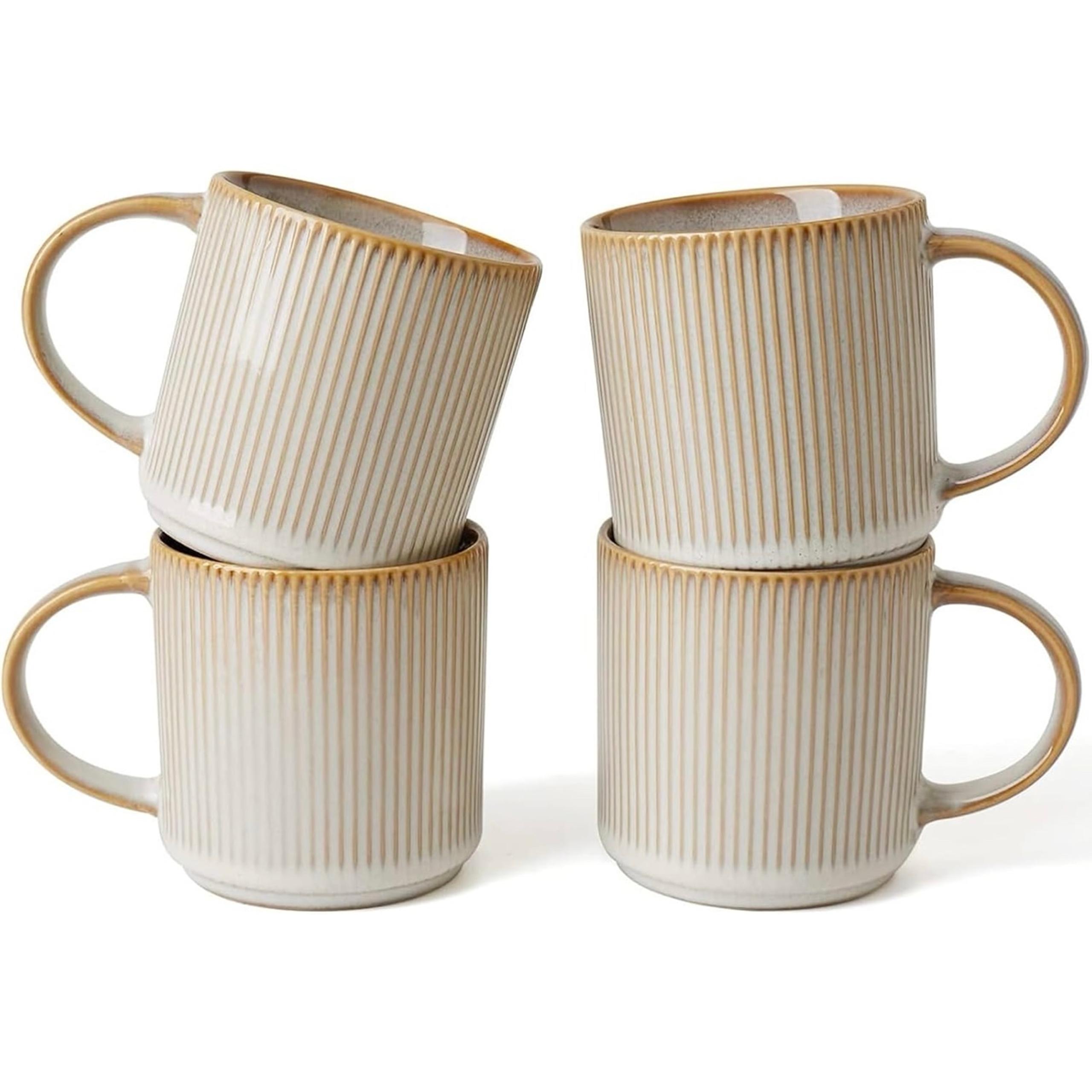 famiware Coffee Mug Set for 4, Star 12 oz Catering Mugs Cup Set