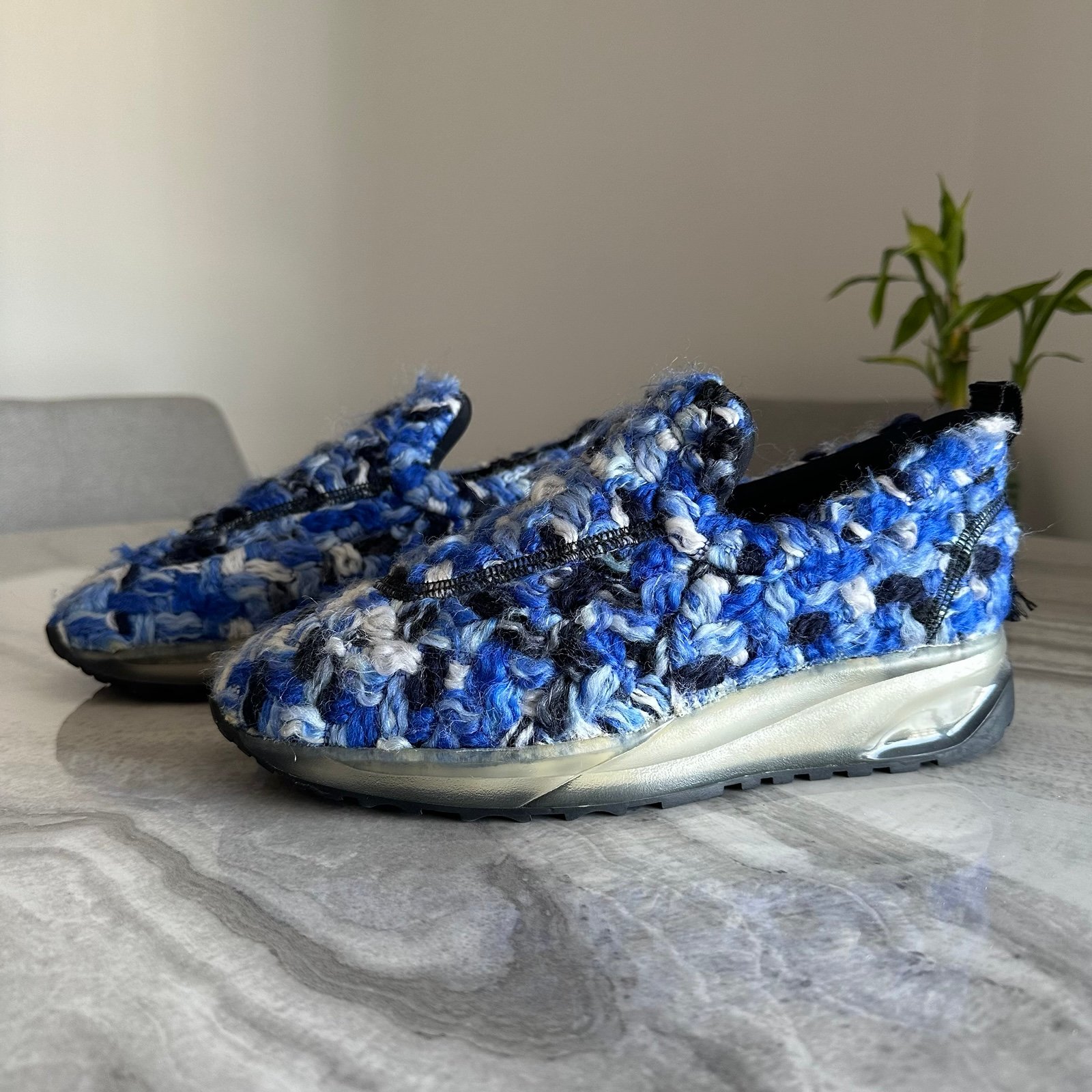 Maison Margiela 22 Paris Cobalt Blue Tweed Slip On