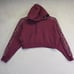 Adidas Cropped Hoodie Womens S Purple 3 Stripes Leopard Animal Print Sweatshirt
