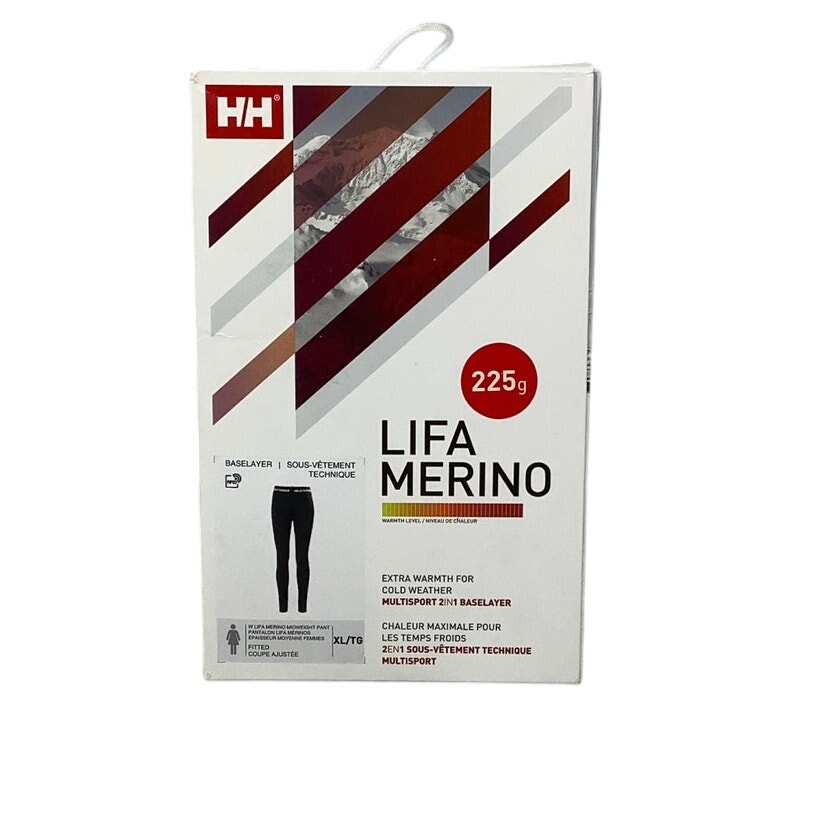 Helly Hansen Womens XL Black Lifa 225 Merino Midweight Base Layer Pants L3-18