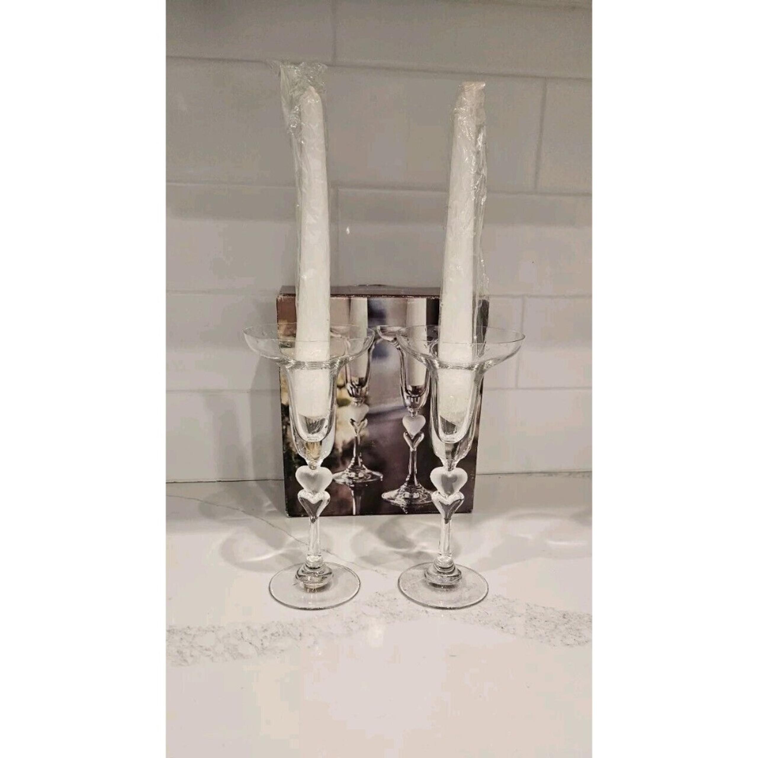GORHAM AMORE 2 HEARTS collection pair of candlesticks