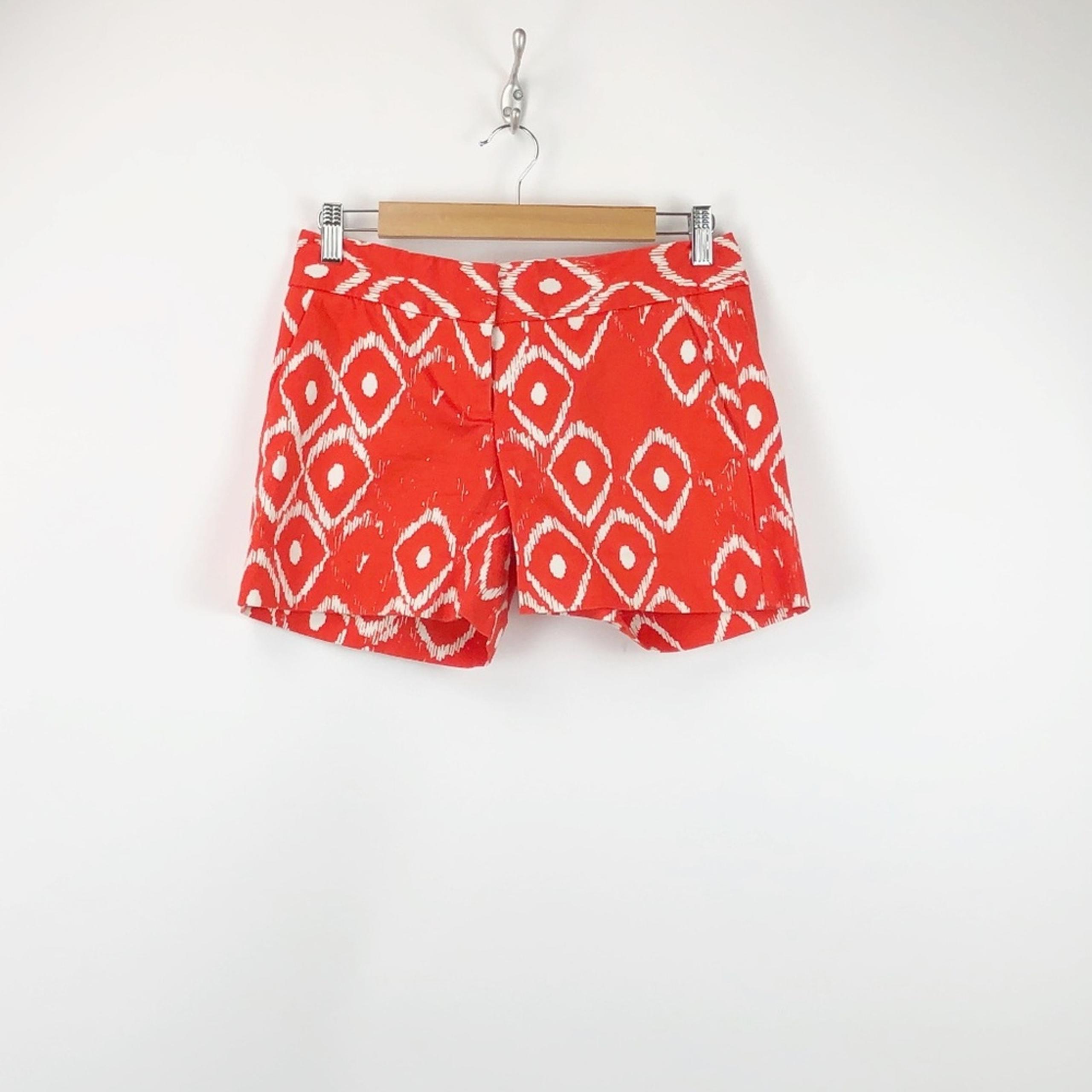 The Limited 0 Womens Red Orange Ikat Drew Fit Shorts