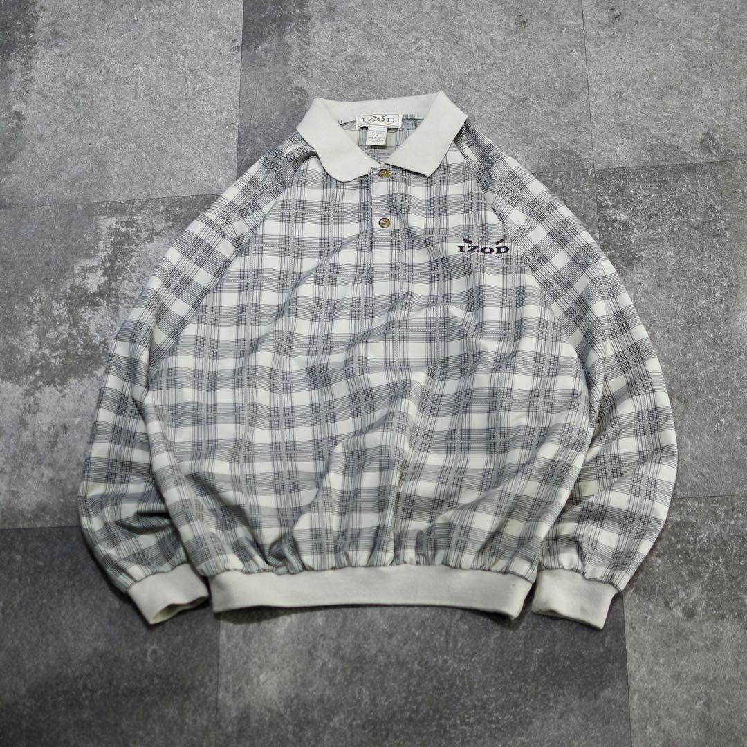 Vintage Oversized IZOD Nylon Pullover, Plaid Pattern
