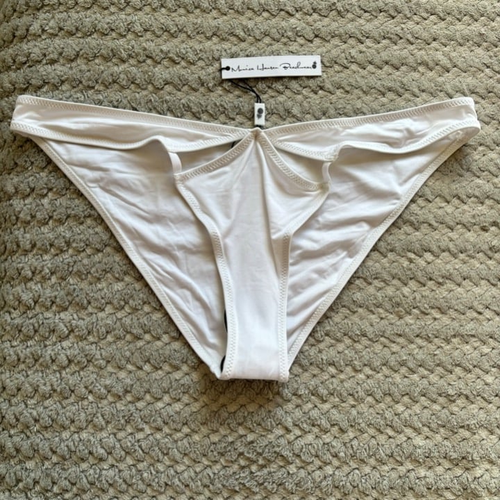 Monica Hansen Beachwear White Bikini Bottom Made in Italy Women's Size XL NWT