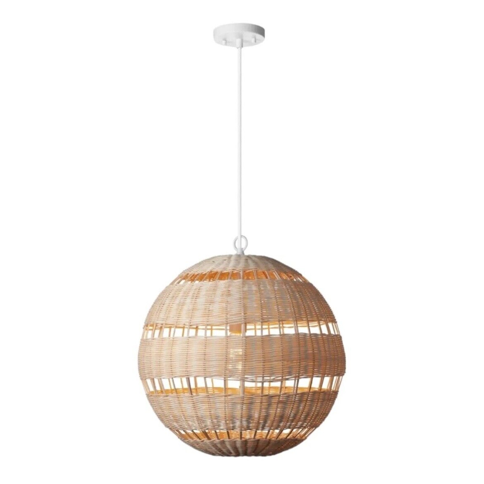 Globe Electric 61015 18 LED Pendant Light Fixture White Natural Woven Twine NEW