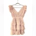 HOUSE OF HARLOW 1960 Mini A-Line Metallic Striped Tiered Ruffled Dress Size M