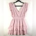 HOUSE OF HARLOW 1960 Mini A-Line Metallic Striped Tiered Ruffled Dress Size M