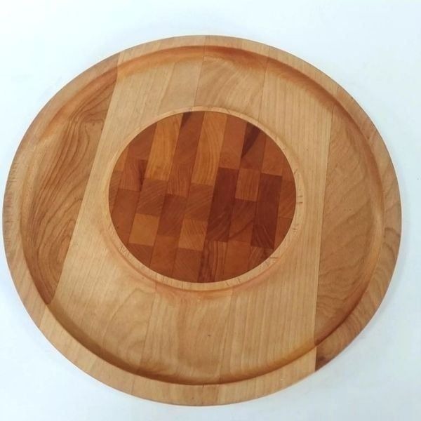 John Mcleod Signed Cheese Charcuterie Cutting Board Wood Round Serving Tray