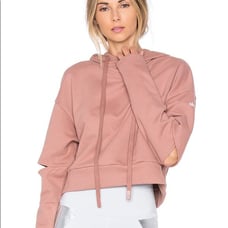 Alo Cutout Sleeve Pullover Crop Hoodie